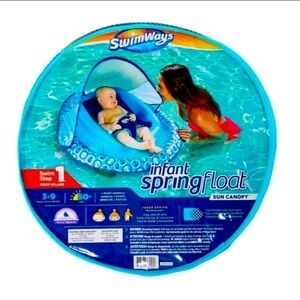 SwimWays Infant Baby Spring Float w Protect + Adj Sun Canopy Infants 3 -9 Months